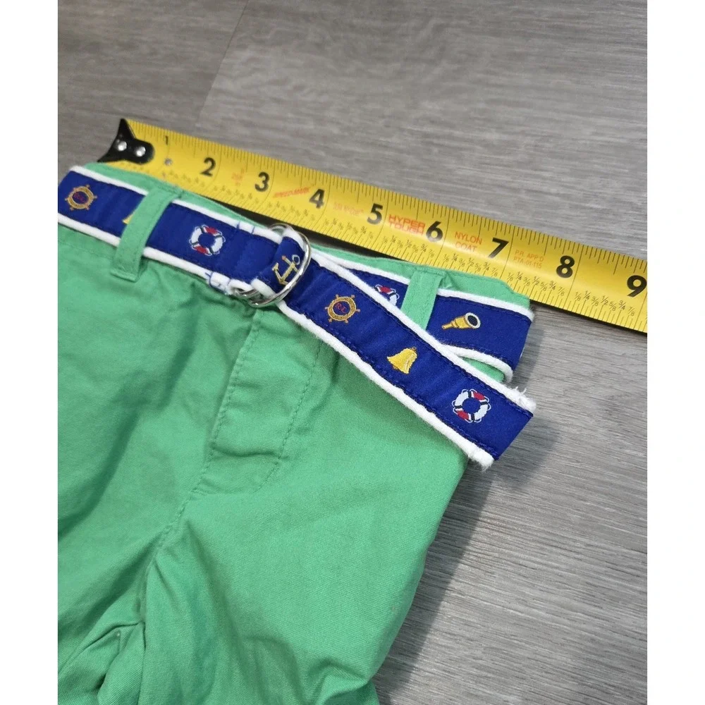 Ralph Lauren Baby Boy' Chino Pants Green with Nautical Belt Size 3M